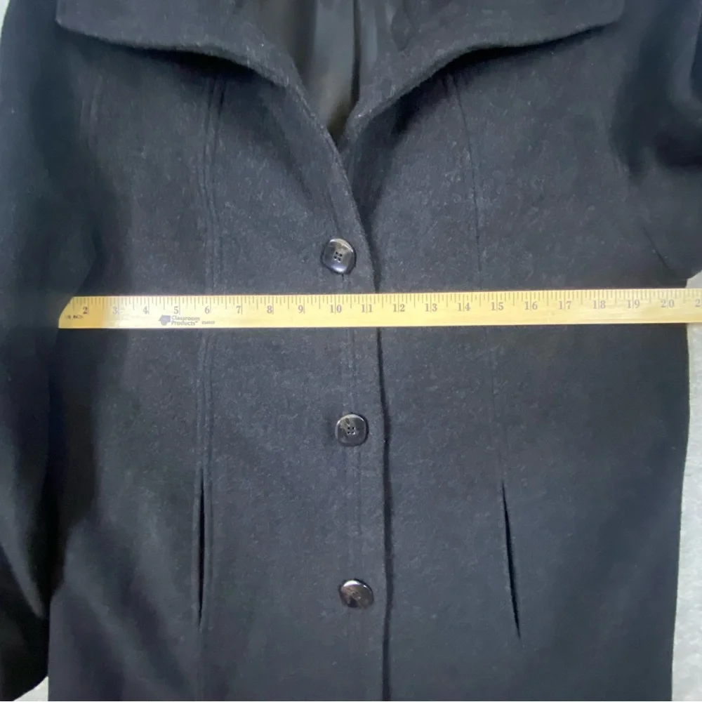 Jones New York Wool Cashmere‎ Blend Coat Size 8 Black Classic Preppy Essential